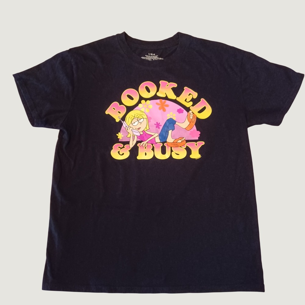 Disney Lizzie McGuire T-Shirt Women Large Black Booked & Busy Retro